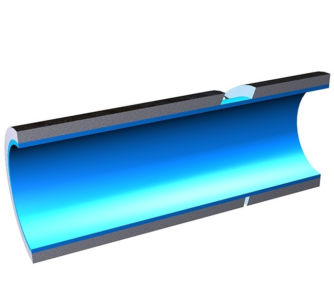 Epoxy cures, efficiently repairing the pipe without any major excavation.