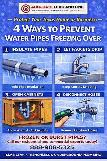 ways-to-prevent-water-pipes-freezing Infographic showing 4 ways Texans can prepare for our infamous ice storms.