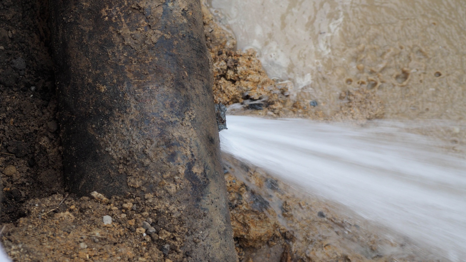 Iron pipe bursts after deep freeze in Texas.